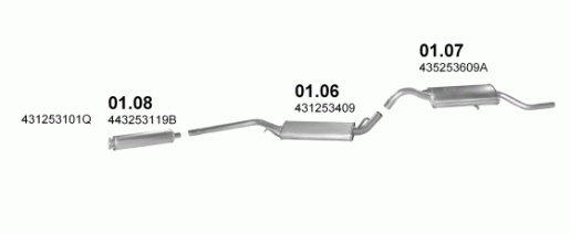 Audi kipufogó közép W04212 (100)