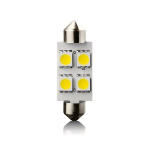 LED izzó 12V SV8.5 39 mm (szofita) fehér - 4 LED (2 db)