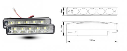 LED lámpa (nappali fény) 12V fehér (30 LED)