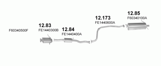 Mazda hátsó kipufogó W06238 (626 alumínium)