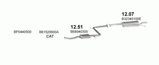 Mazda kipufogó közép W15770 (323)