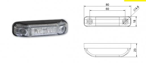 Szélességjelző 12v/24v téglalap-kiemelkedő fehér 2 LED kábellel