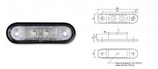 Szélességjelző 12v/24v süllyesztett kerekített alakú fehér 2 LED 102 mm x 24 mm